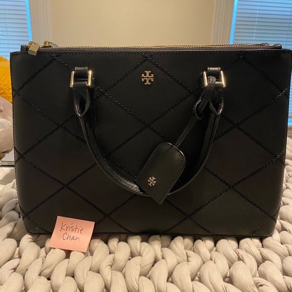 Tory Burch double zip Robinson stitched tote - Picture 2 of 9